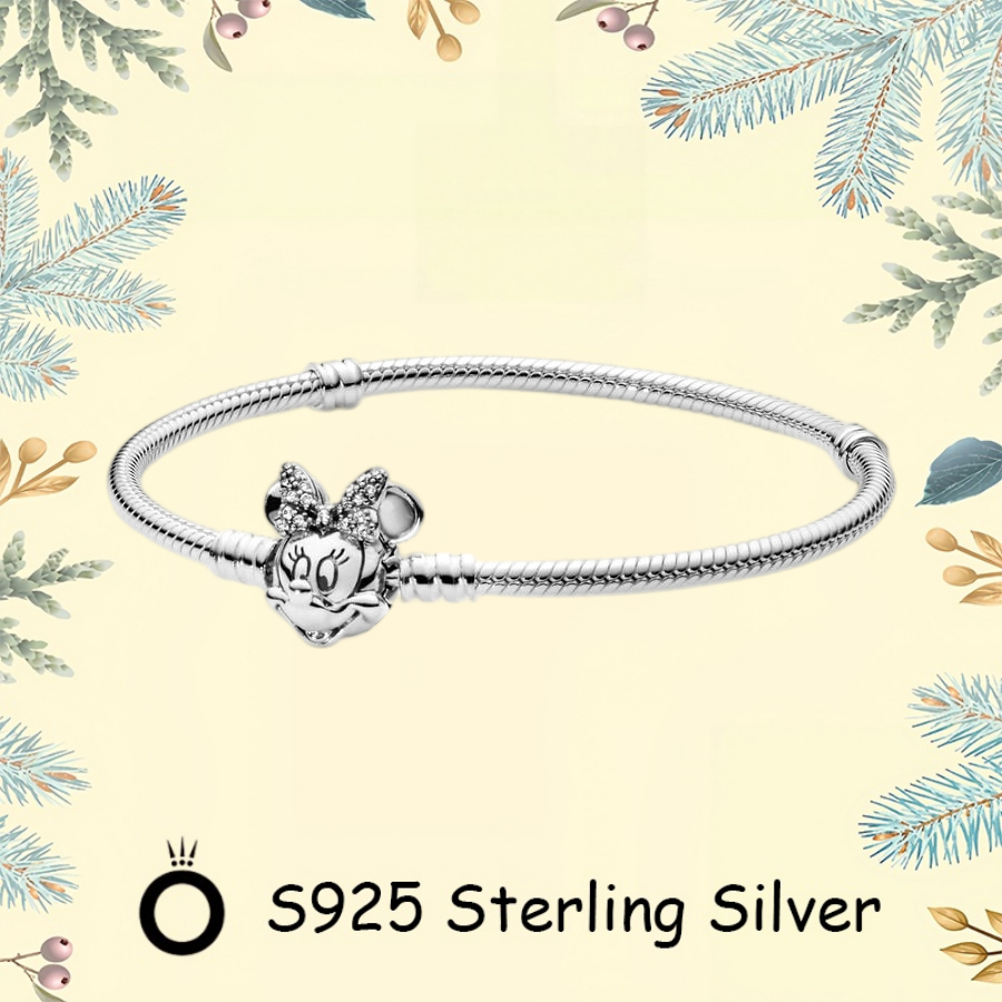 Pandora Quà Tặng Ngày Lễ Tình Nhân S925 Bạc Tối Giản DIY Cặp Đôi Trang Sức Chính Hãng Cho Nữ Pavé Mi
