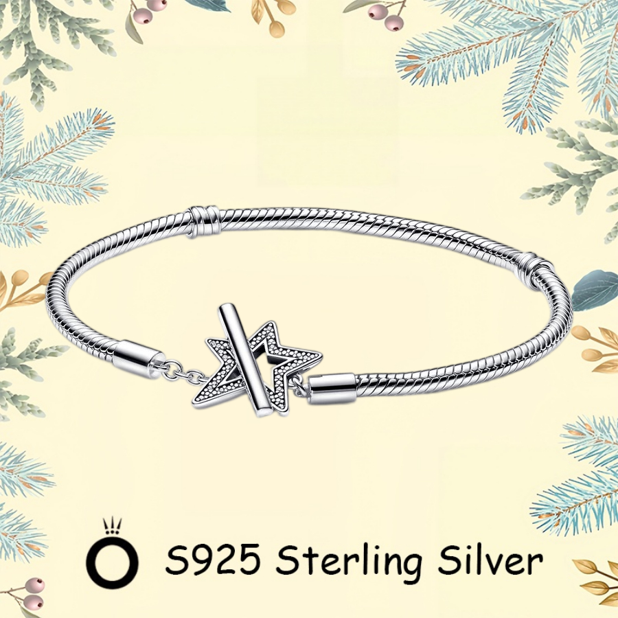 Pandora Quà Tặng Ngày Lễ Tình Nhân S925 Bạc Tối Giản DIY Cặp Đôi Trang Sức Chính Hãng Cho Nữ Bất Đối