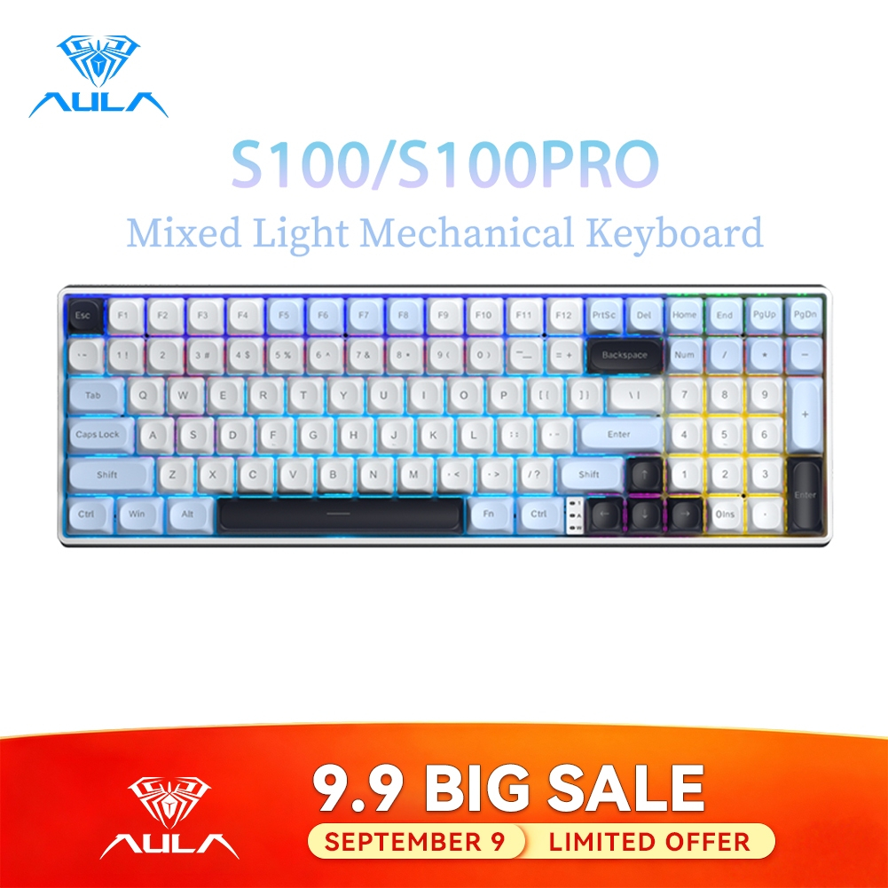 Bàn Phím Cơ AULA S100 S100PRO 99 Phím Hỗn Hợp Ánh Sáng PBT Keycaps Bàn Phím Văn Phòng Độ Trễ Siêu Th