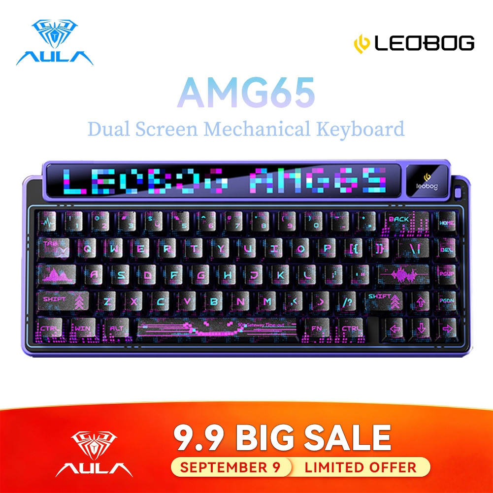 Bàn phím cơ ba chế độ AULA LEOBOG AMG65 67 phím Màn hình kép Pin dài 8000mAh Đánh máy siêu yên tĩnh