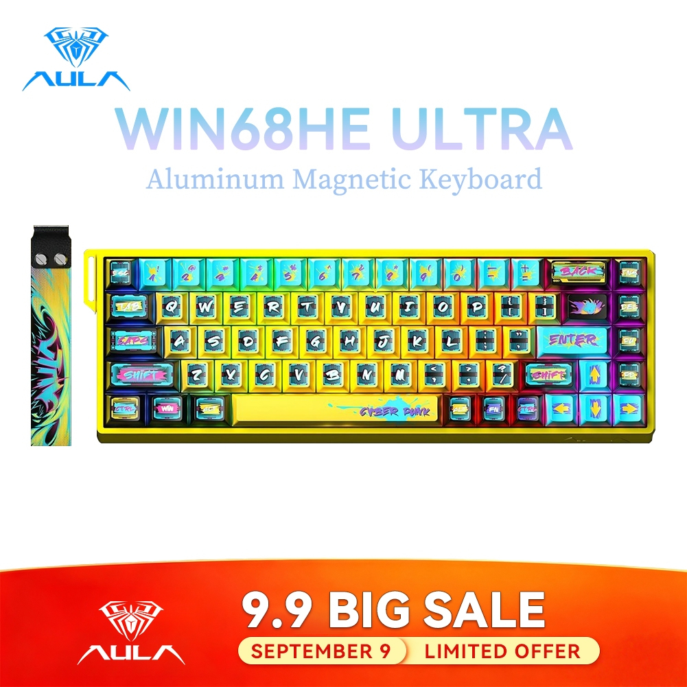 Bàn phím từ tính bằng nhôm AULA WIN68HE Ultra 68Keys RGB Có dây 8K RT Trò chơi thể thao Tùy chỉnh Bà