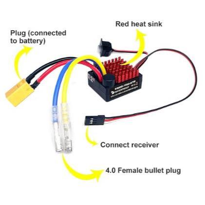 ESC chải 60A chống nước, Bộ điều khiển tốc độ điện tử 1060 2-3s với phích cắm XT60 cho động cơ 540 /