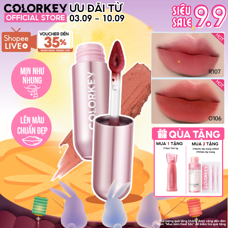 [MUA 1 TẶNG 1] Son Bùn Lì Mịn Dễ Tán COLORKEY, Không Khô Môi, Che Phũ Rảnh Môi 2g