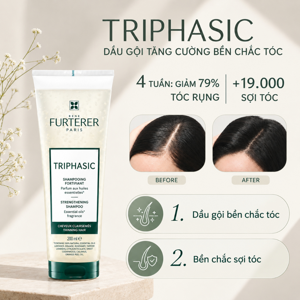 Dầu gội ngăn ngừa & giảm gãy rụng tóc, giúp tóc chắc khỏe hơn, hương hoa cỏ thơm dịu Rene Furterer T