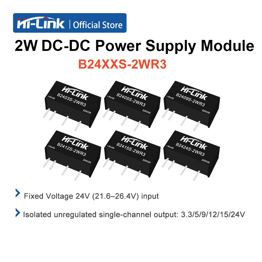 1 / 5 chiếc Hi-link B2403S-2WR3 B2405S-2WR3 B2409S-2WR3 B22412S-2WR3 Series 2W Mô-đun chuyển đổi DC-