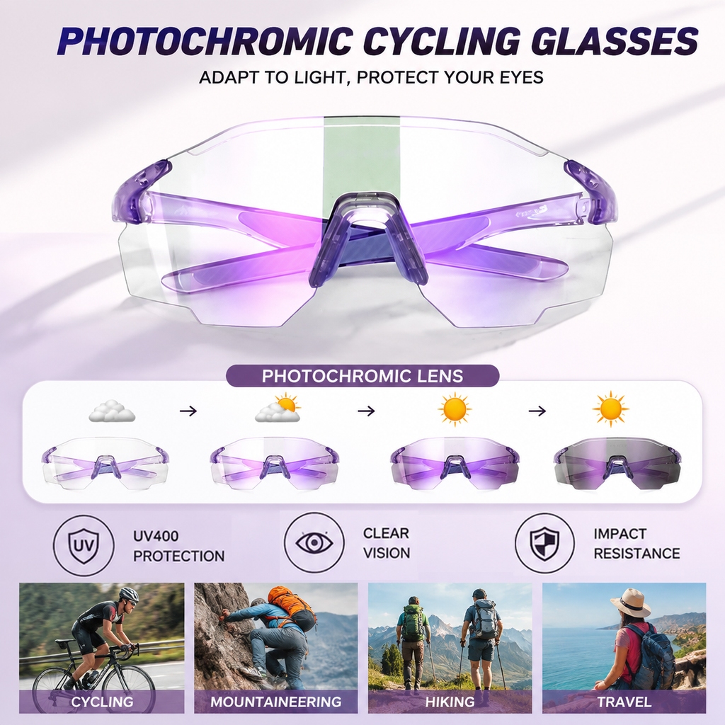 ELICIT Photochromic Đi Xe Đạp Kính Mát Nam Nữ Marathon Siêu Nhẹ Kính Thể Thao Ngoài Trời Chạy Bộ Đườ