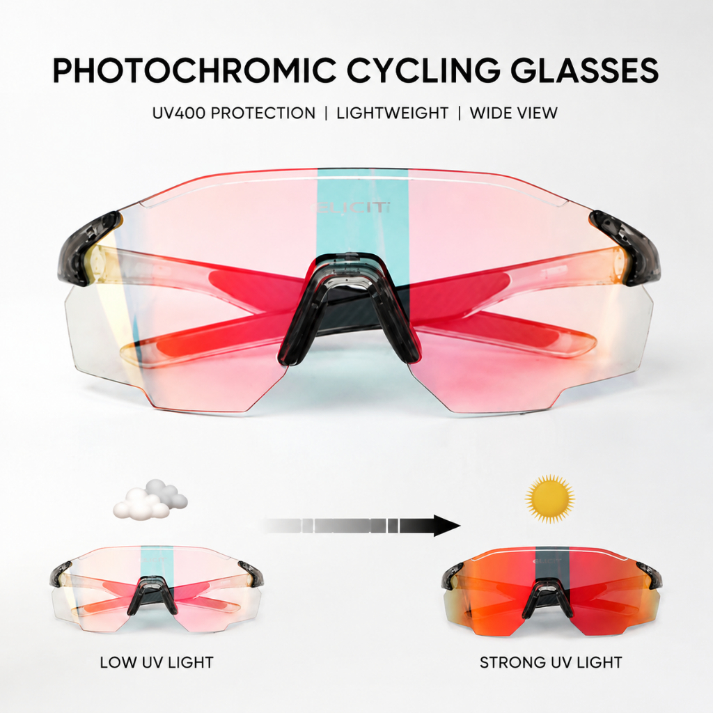 ELICIT Photochromic Kính Đi Xe Đạp Nam Nữ Chạy Kính Mát Xe Đạp Đường Bộ UV400 Kính Marathon MTB Xe Đ