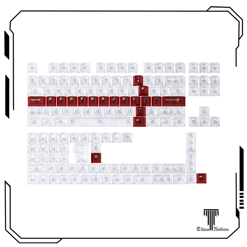 TITANNATION Bộ Keycap Carbon Fiber Ice White - Họa Tiết Carbon, In Cạnh (Side Print), Xuyên LED