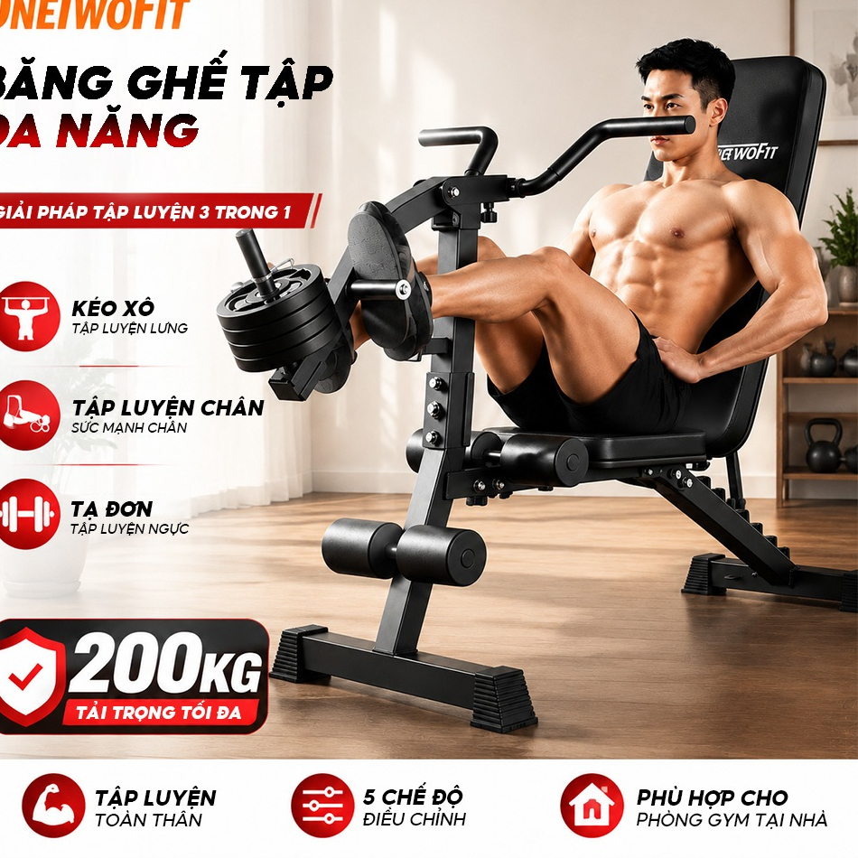 OneTwoFit Đa Năng Tập Gym Bench Lat Pulldown Có Thể Điều Chỉnh Trọng Lượng Băng Ghế Quả Tạ Ghế Ngồi 