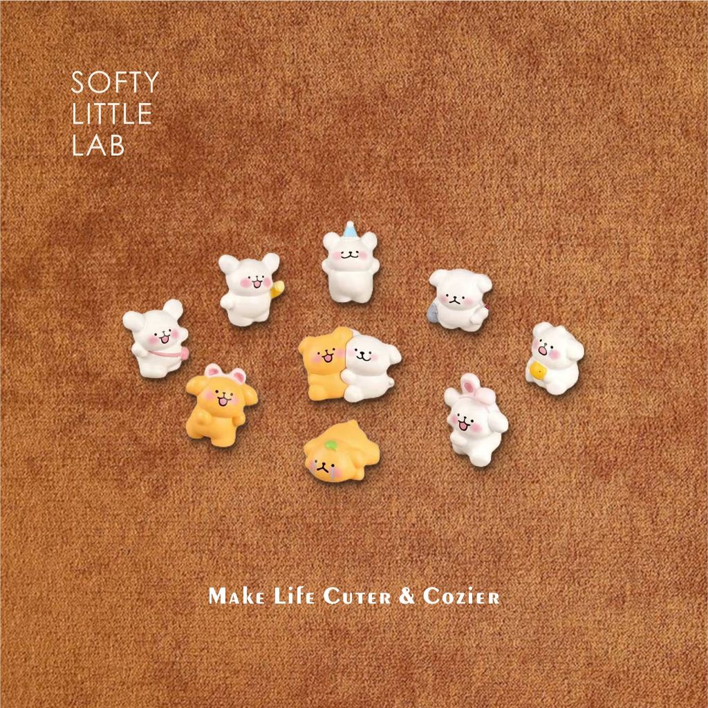 Make Life Cuter & Cozier~ Chó Nhỏ Trắng Dễ Thương Micro Phong Cảnh Hoạt Hình Phụ Kiện Trang Trí Xe M