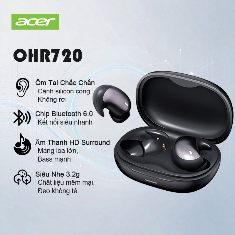 Acer OHR720 Sleep In Ear True Wireless Earbuds Wireless 60 6mm Driver 4H Playtime 15H Pin Âm thanh v