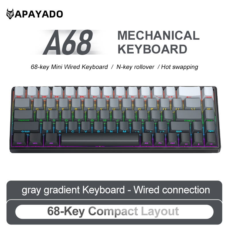 Ổ cắm nóng toàn phím APAYADO A68, v.v. Bàn phím cơ cao cấp Bàn phím cơ RGB Gaming Office DIY