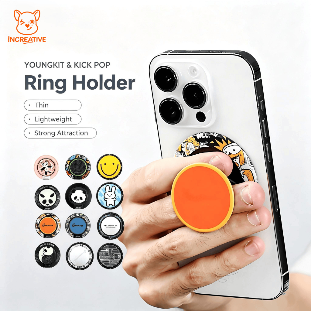 vòng đỡ điện thoại Giá đỡ vòng từ tính mỏng KICK-POP/Youngkit cho iPhone / điện thoại thông minh