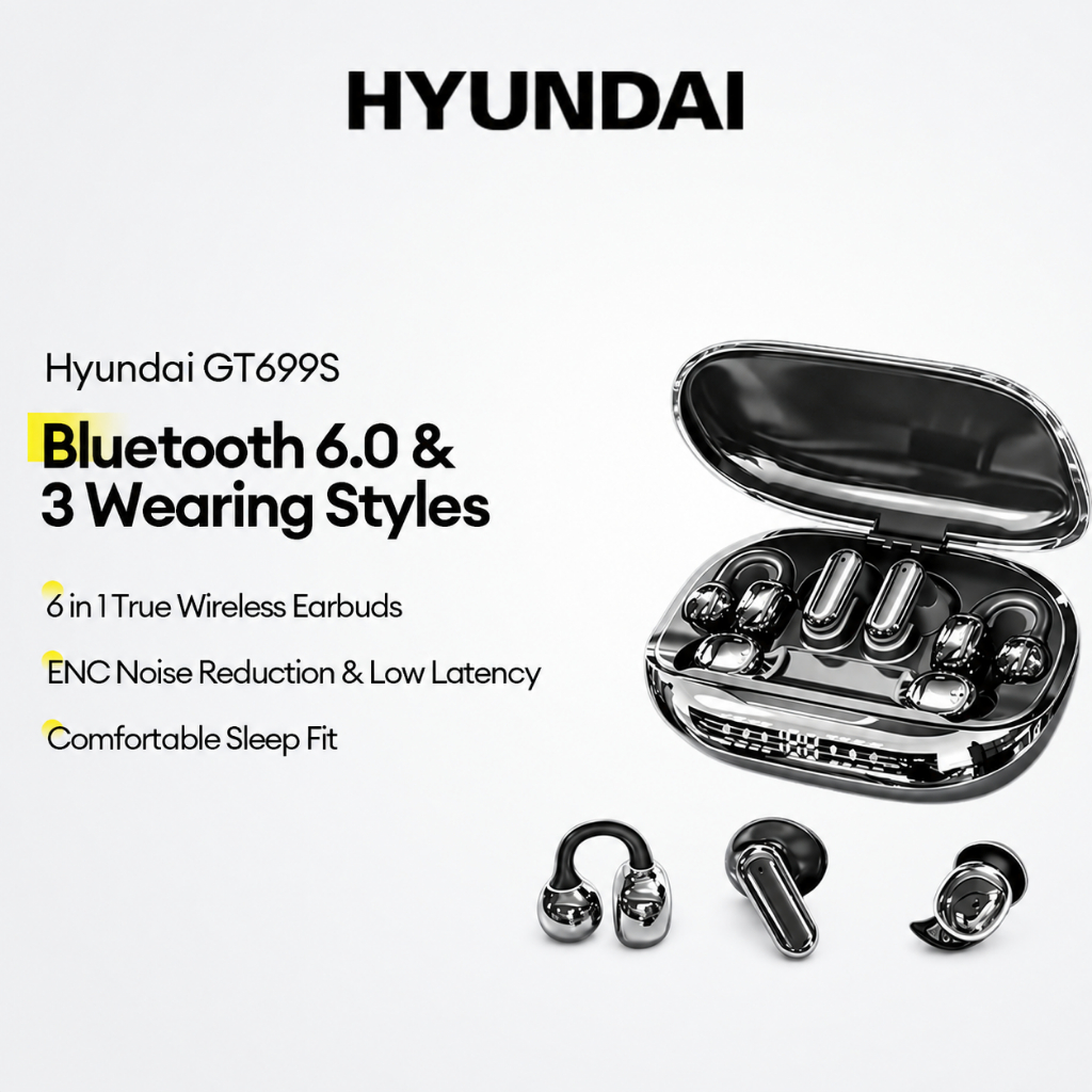 Tai nghe Bluetooth Hyundai GT699S Tai nghe không dây thực sự 6 trong 1 với 3…