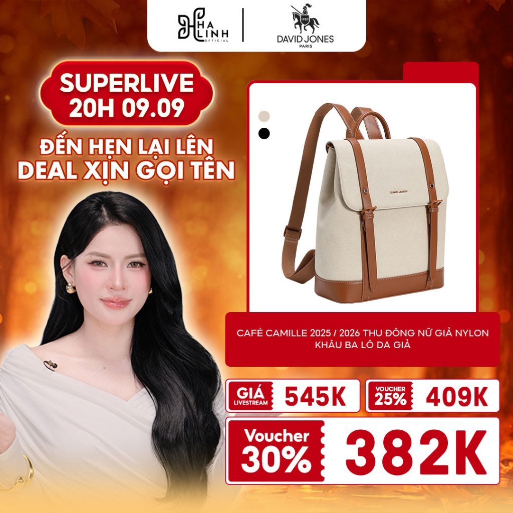 [VHL x David Jones Paris] Café Camille 2025 / 2026 Thu Đông Nữ Giả Nylon Khâu Ba Lô Da Giả