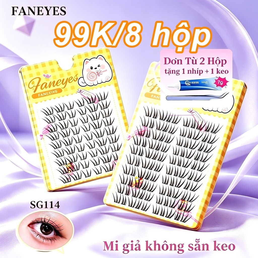 Lông mi giả dạng bó rời cần keo dán dài tự nhiên thanh mảnh thiết yếu hàng…