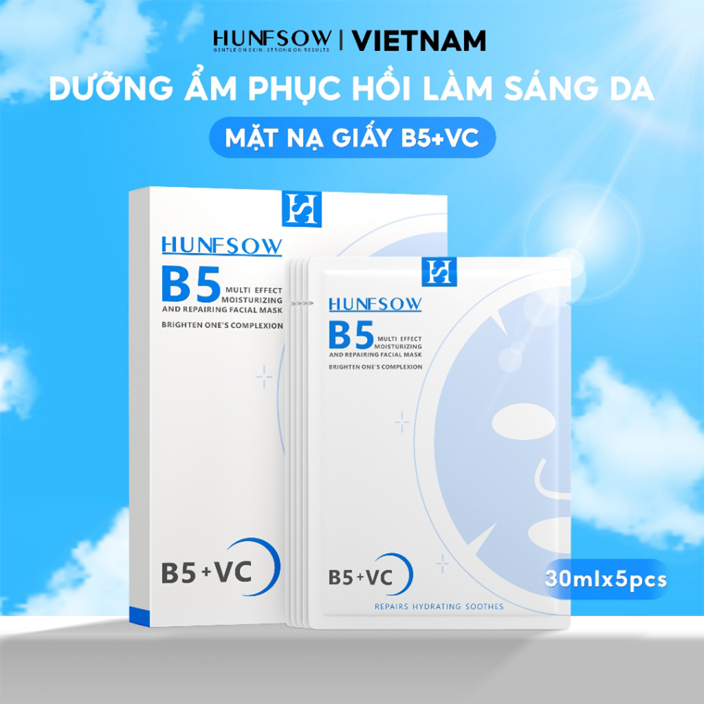 [LIVE]Mặt Nạ HUNFSOW VC HA B5 MASK Dưỡng Ẩm Sâu, Phục Hồi Da & Sáng Mịn 30mlx5pcs