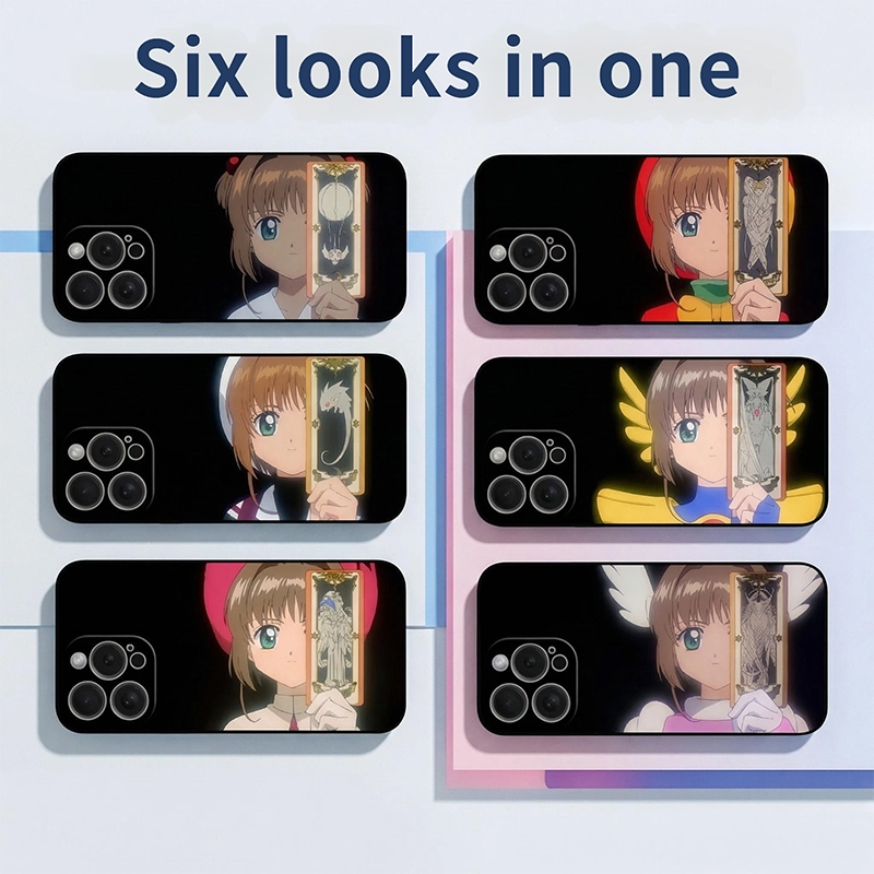 Ốp điện thoại lật dạng thấu kính Cardcaptor Sakura 3D, Sakura Kinomoto Clow Cards Vỏ điện thoại dạng