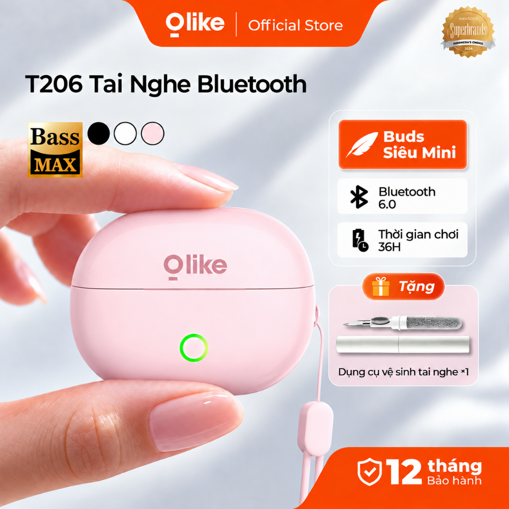 Olike TWS T206 Tai Nghe Bluetooth Không Dây Pin 36H Bluetooth 6.0 Loa 13mm Nhỏ…