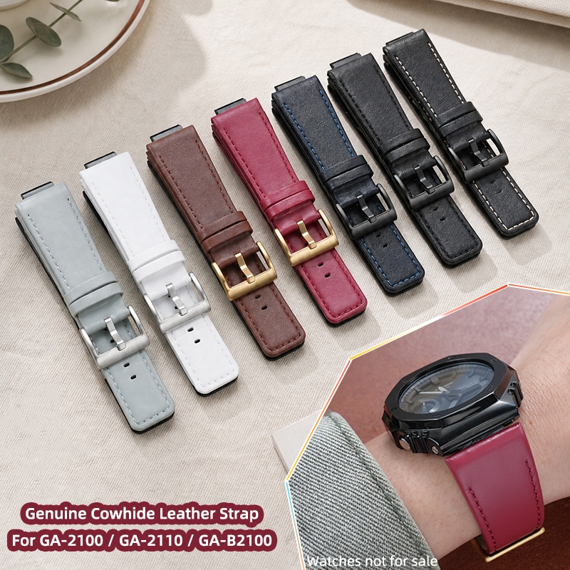 Dây đeo đồng hồ da bò chính hãng 16mm có sẵn cho Casio CasiOak GA2100 GA-B2100 G-Shock GM-2100 GBM-2