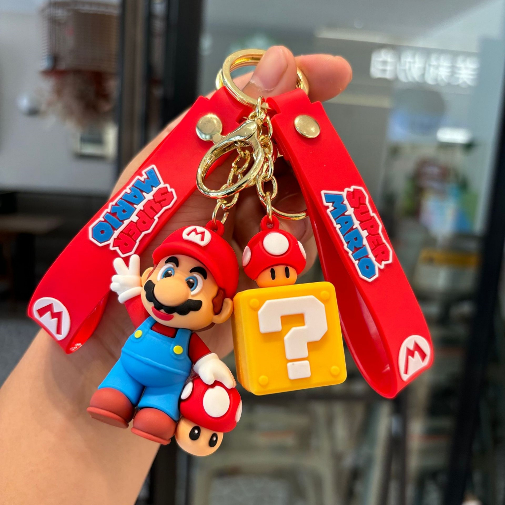 Móc khóa Super Mario 3D Cao Su Mềm Treo Túi Trang Trí | Mario Luigi Công chúa Peach Rosalina Bowser 