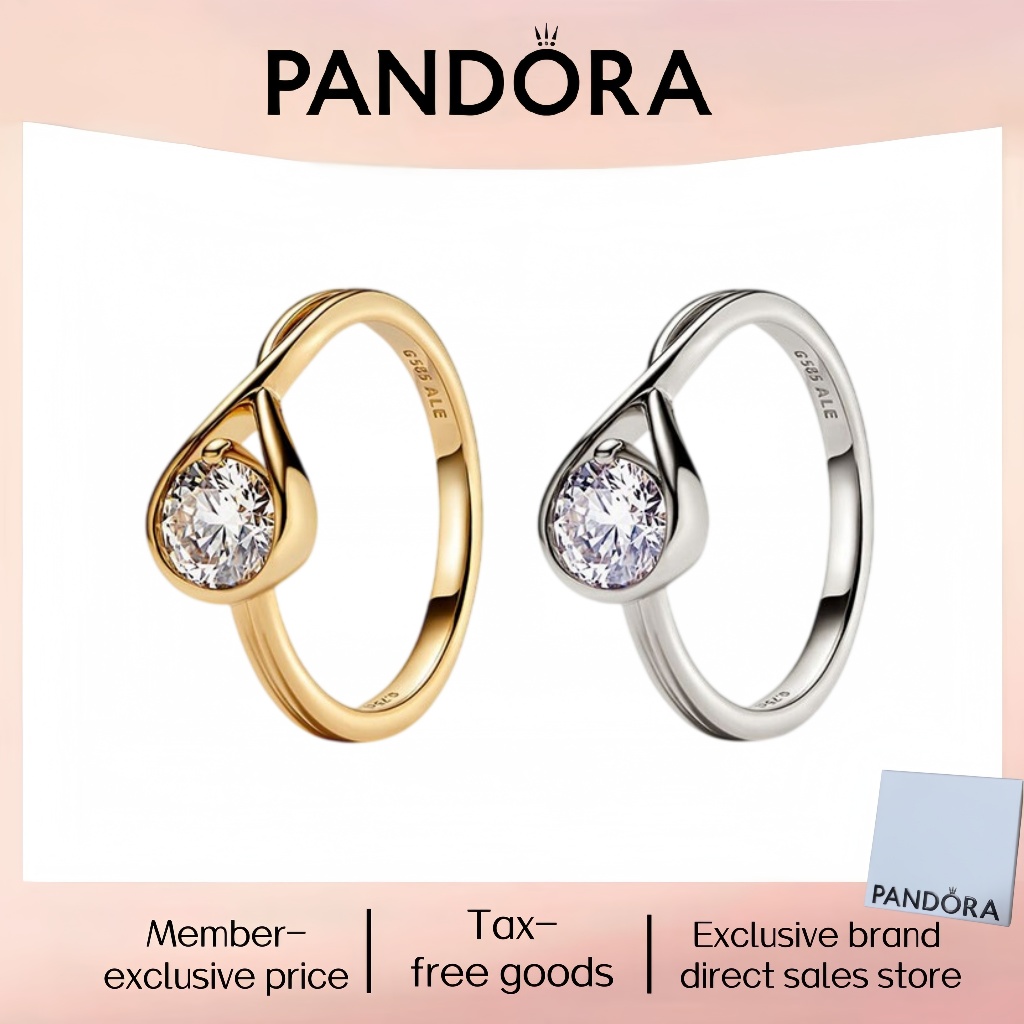 Trang sức bạc S925 PANDORA chính hãng, nhẫn đôi Infinity Lab-grown kim cương 0.75 carat, 14k