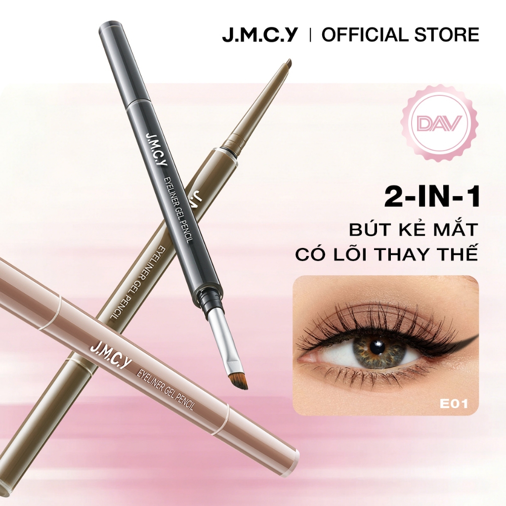 JMCY Bút kẻ mắt dạng gel +Cọ trang điểm mắt chống thấm nước +Bao gồm lõi thay thế- lâu trôi và không