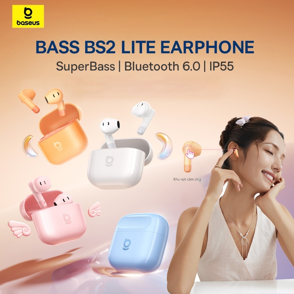 BASEUS Tai Nghe Bass BS2 Lite Bluetooth 6.0 Chống Nước IPX4 30h Tăng cường âm trầm
