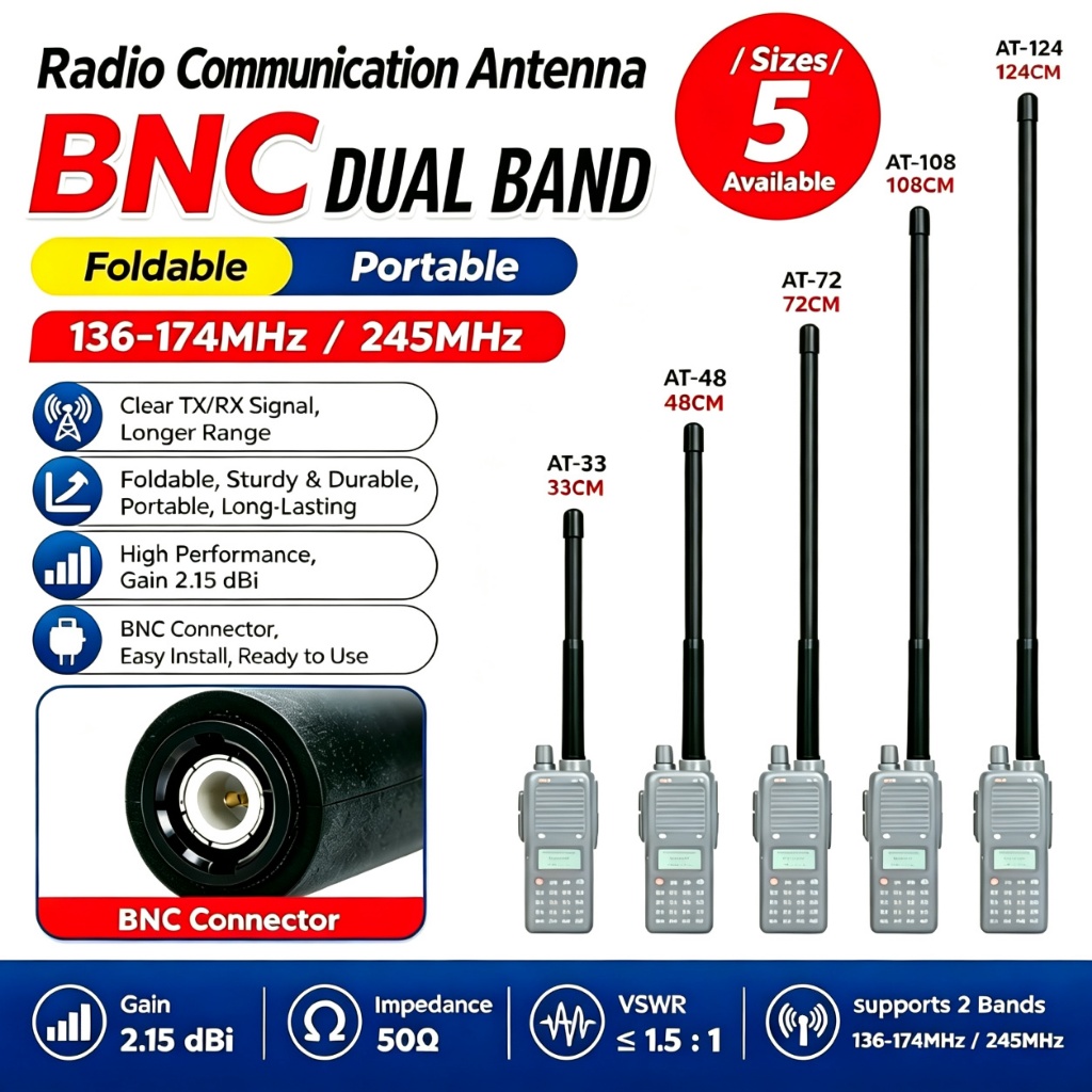BNC VHF 136-174 / 245 MHz CS Ăng-ten chiến thuật có thể gập lại cho ICOM IC-V8 V80 Kenwood TK100 – T