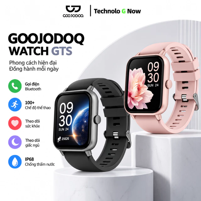 Đồng hồ thông minh chính hãng GOOJODOQ 2024 Màn hình cảm ứng, theo dõi sức khỏe, kết nối điện thoại để nhận tin nhắn, gọi điện, chống nước