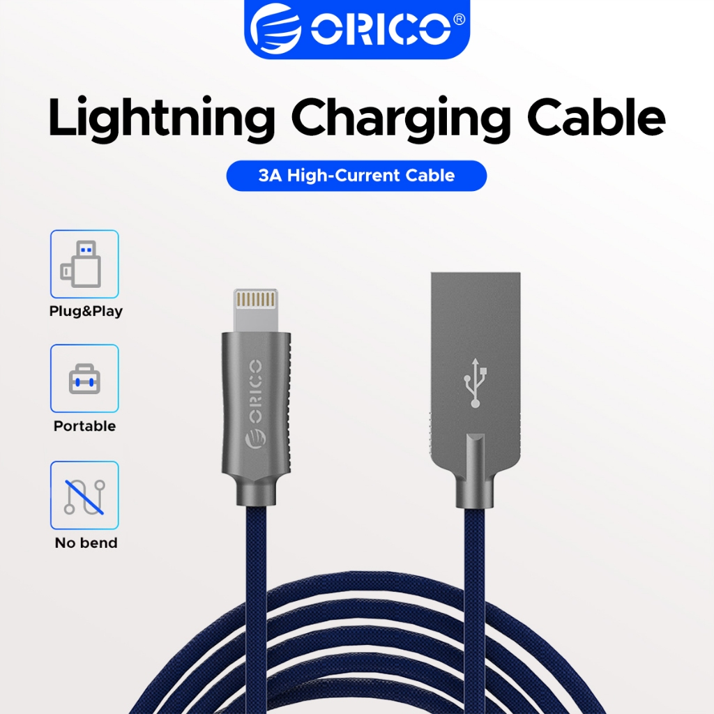 Cáp Lightning ORICO 3A Cáp đồng bộ dữ liệu Lightning bện Nylon USB cho iPhone iPad