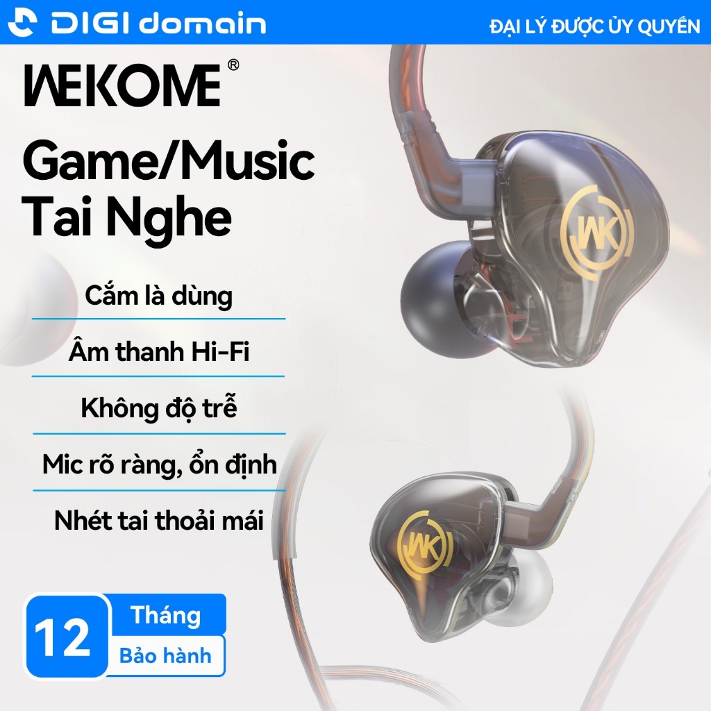 DiGi Domain Tai Nghe WEKOME Chính Hãng Có Dây 1.2m Hi-Fi Bass Thể Thao Có…