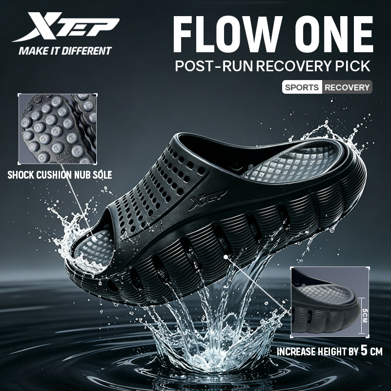 【XTEP】Flow 1.0 | Dép lê，Dép đi trong nhà，Dép đi ngoài trời nam，Chống Trượt Đi Biển Ngoài Trời Lái Xe