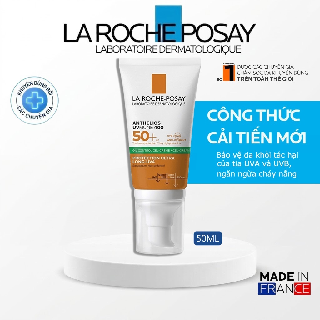 Kem chống nắng La Roche-Posay Anthelios UVMune 400 SPF50 + 50ml | Kiểm soát dầu, Bảo vệ quầng thâm rộng chống UVA & UVB, Không nhờn & không dính