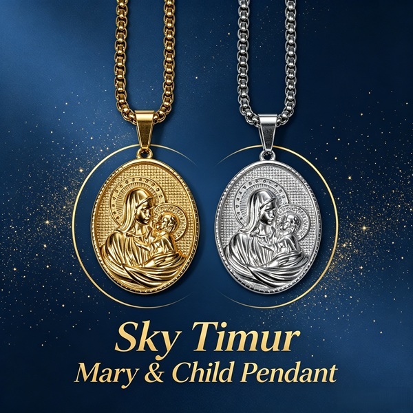 Vòng cổ mặt dây chuyền Đức Trinh Nữ Maria dành cho nam giới, Vòng cổ huy chương tôn giáo Công giáo, 