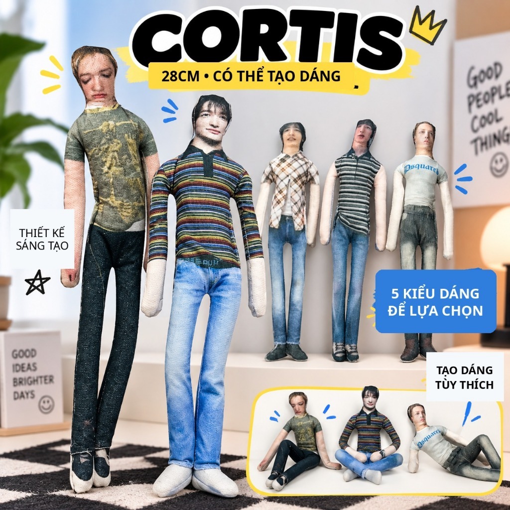 Búp Bê Khô CORTIS 28cm Cỏ Tý Khô Chuột Có Khung Uốn Tạo Dáng MARTIN JAMES JUHOON SEONGHYEON KEONHO