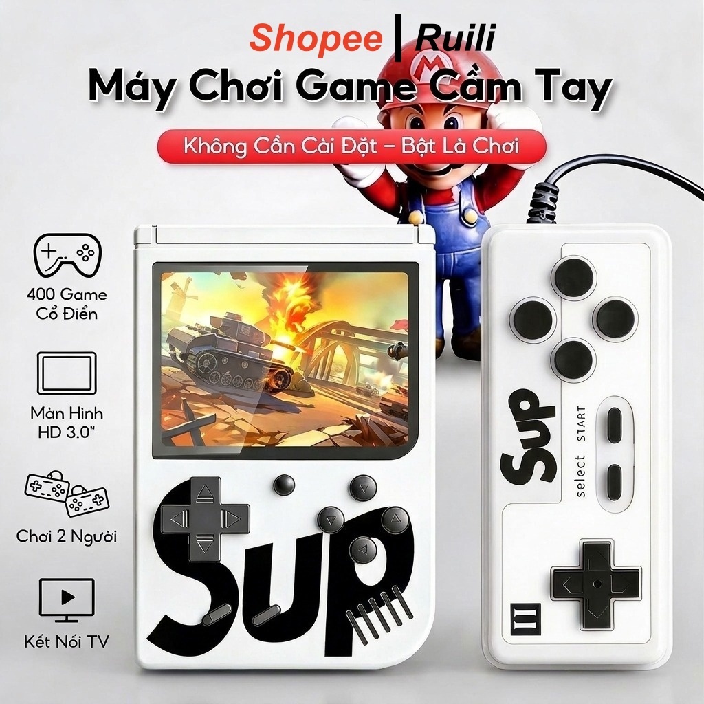 Máy chơi game cầm tay SUP 400 trò chơi cổ điển, hỗ trợ chơi 2 người, kết nối…