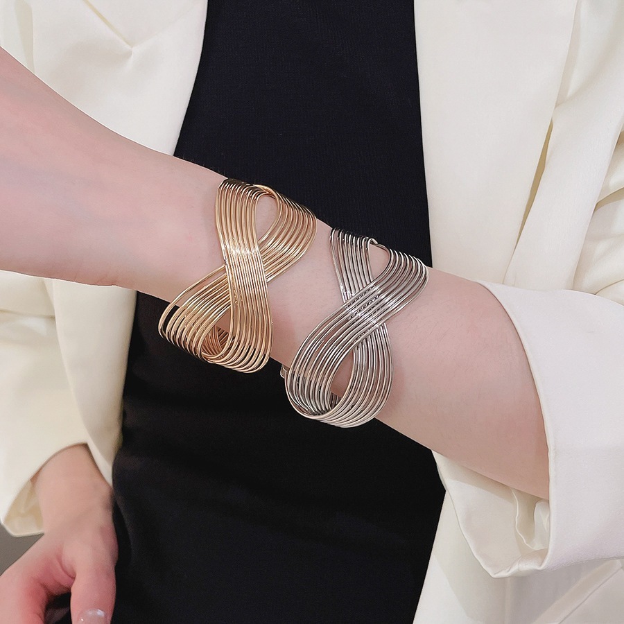 Phong Cách Kim Loại Xoắn Chữ Thập Rỗng Mở Lắc Tay Hợp Thời Trang Đa Năng Tối Giản Vòng Tay Phụ Kiện Cảm Giác Cao