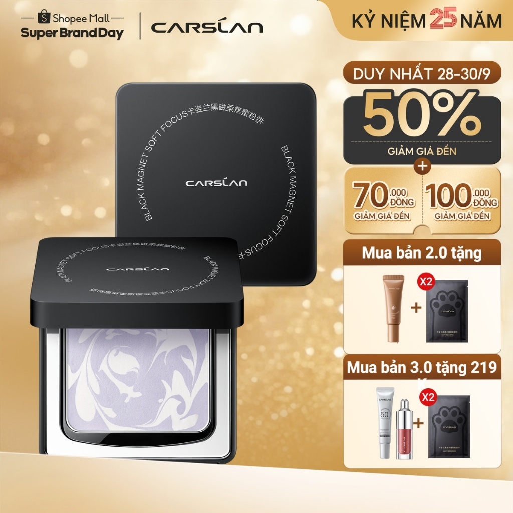 Phấn nén Black Magnet nam châm đen Carslan 2.0&3.0 Kiểm soát dầu lâu trôi 8g