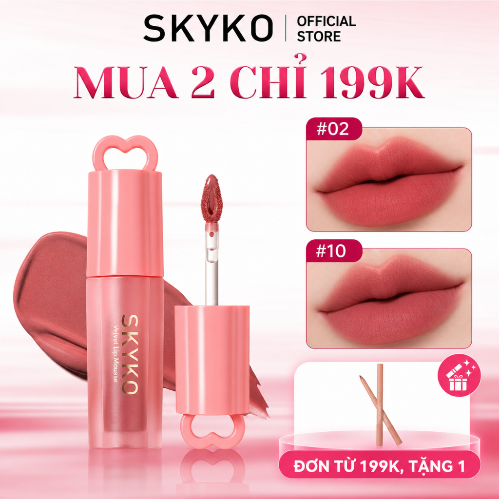 Son SKYKO Lip Tint, Lì Mịn Nhẹ Môi, Lâu Trôi 10 màu
