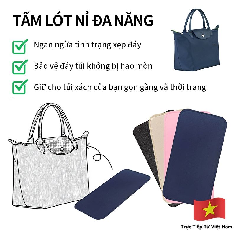 Miếng lót đáy túi bằng nỉ giúp định hình và ngăn bị xẹp, phù hợp với túi tote…