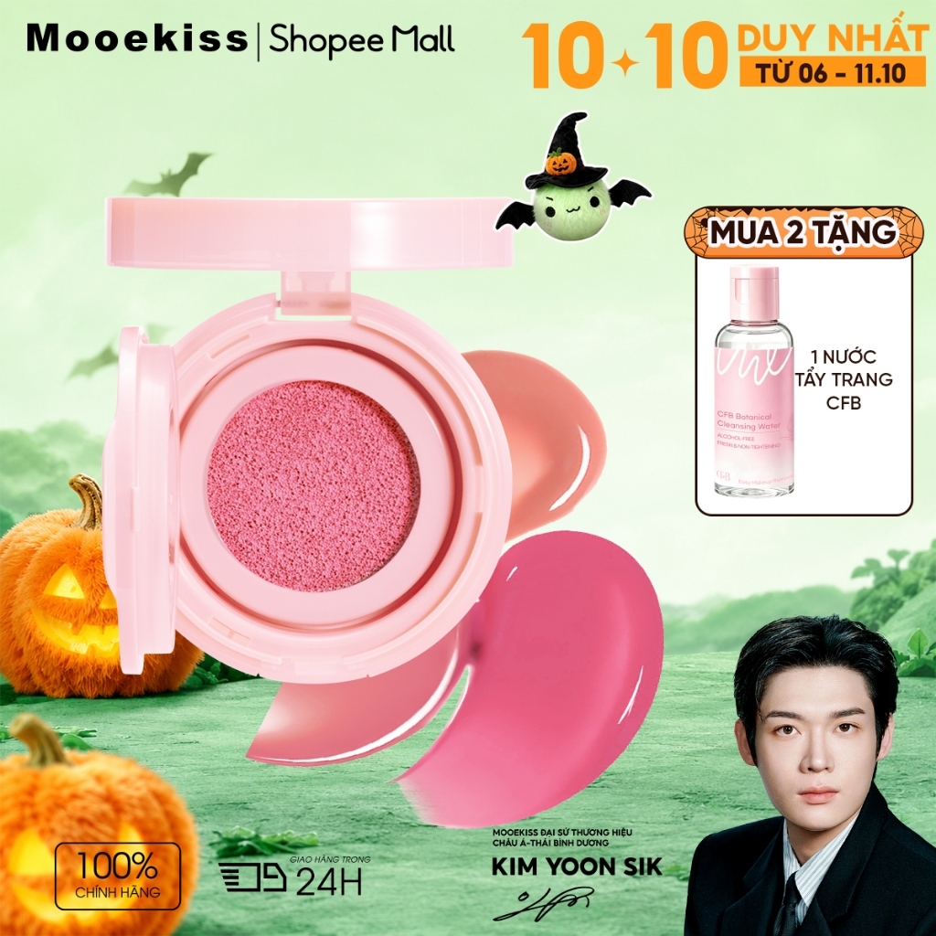 Má Hồng Mooekiss Cushion, Hiệu Ứng Glow Tự Nhiên, Dưỡng Ẩm, Lâu Trôi, Mịn Nhẹ