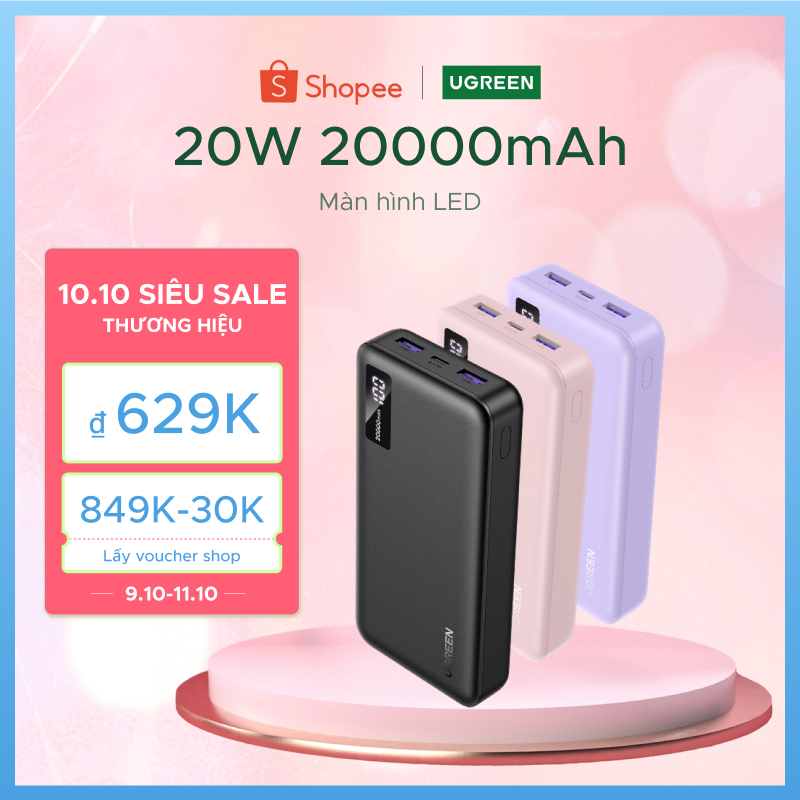 UGREEN Pin Sạc Dự Phòng 2 Chiều 10000mah 20000mah pd3.0 20w qc 3.0 18w Sạc…