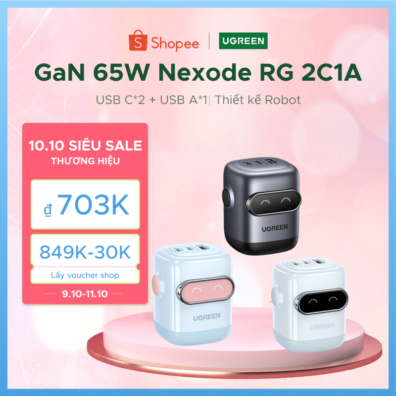 Ugreen Uno 65W 30W RobotGaN Sạc Nhanh GaN2 Sạc Nhanh RG Bộ Chuyển Đổi Nguồn…
