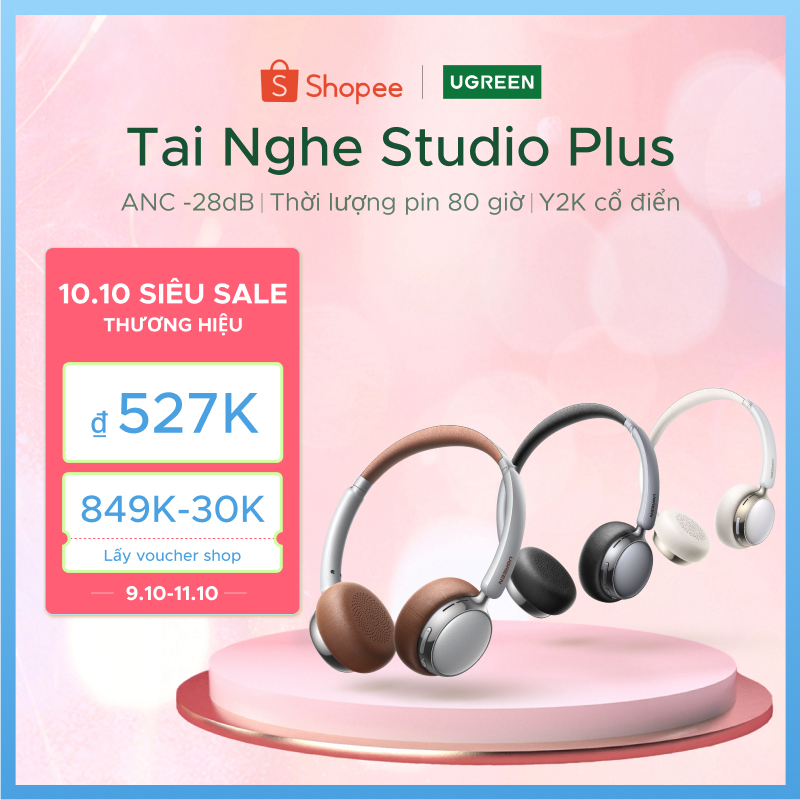 Tai nghe Bluetooth Y2k cổ điển UGREEN Studio Plus, ANC khử tiếng ồn -25dB…