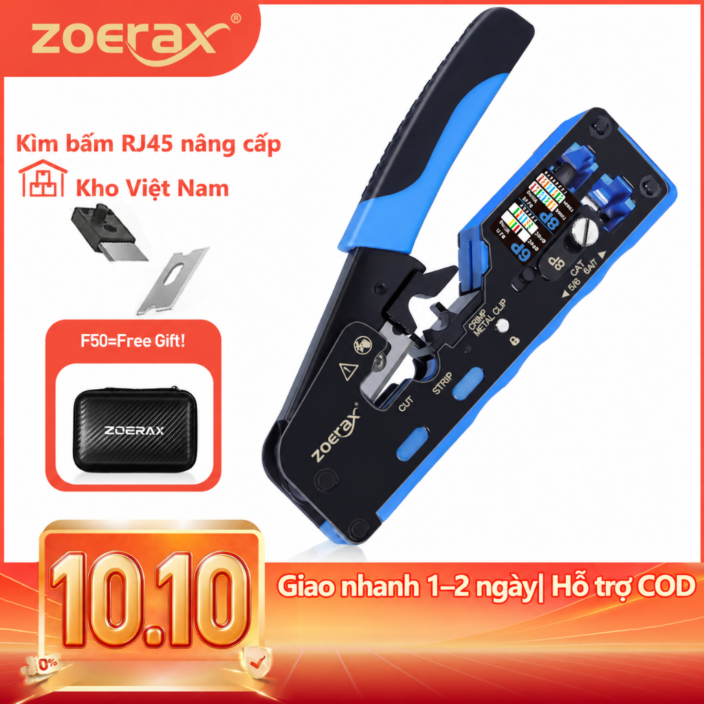ZoeRax Kìm Bấm Mạng RJ45 Cat7 Cat6A Cat6 Cat5 Chuyên Nghiệp Kìm Bấm Cáp Mạng…