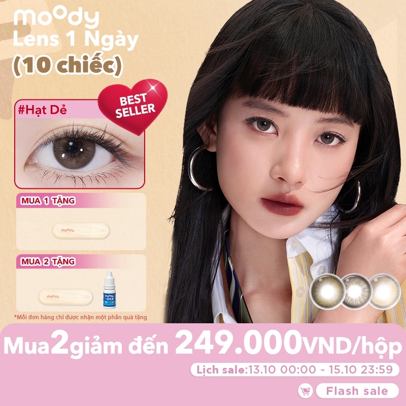 Set 10 chiếc kính áp tròng moody, lens 1 ngày Màu nâu tự nhiên, giãn tròng…