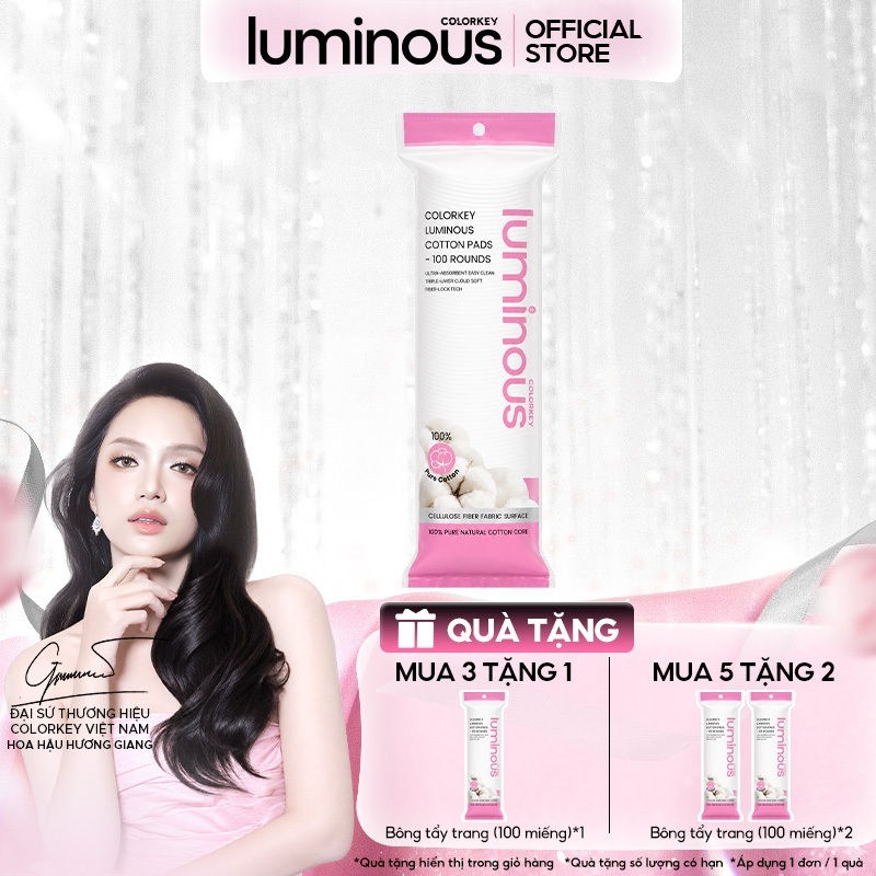 Colorkey Luminous Bông tẩy trang Cotton mềm tiện lợi 100 miếng