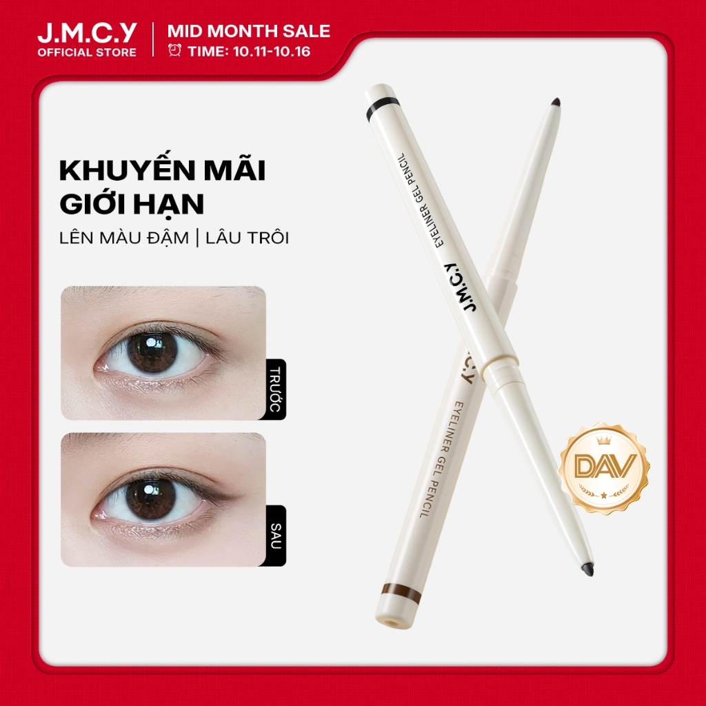J.M.C.Y Bút Kẻ Mắt Gel Chính Hãng Chống Nước Chống Dầu Không Lem Lâu Trôi 12h Lướt Mịn Ngòi 2mm
