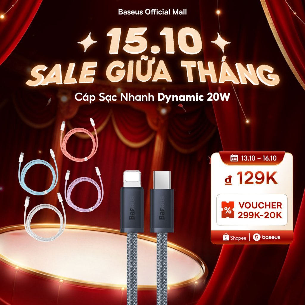 Dây Cáp Baseus PD 20W Nối Đầu USB-C Sang Đầu L Sạc Nhanh Hỗ Trợ Truyền Dữ Liệu…